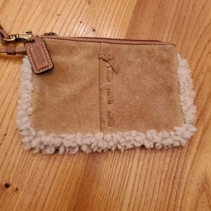 Coach Suede & Sherpa Wristlet